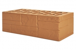 Кирпич лицевой керамический Абрикос «Ломаный камень» пустотелый полуторный