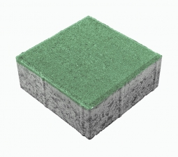 Тротуарная плитка Берит Квадрат Зеленая 200х200х80 на сером цементе