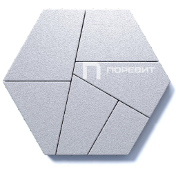 Тротуарная плитка Поревит Мозаика Мрамор Белый 80 мм 6 плит