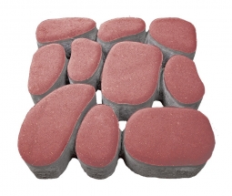 Тротуарная плитка Берит Морской берег Красная 500х500х100 на сером цементе