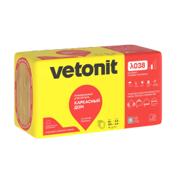 Базальтовый утеплитель Vetonit Каркасный дом 50 1000х600х50 мм/ 8шт, 4,8м2